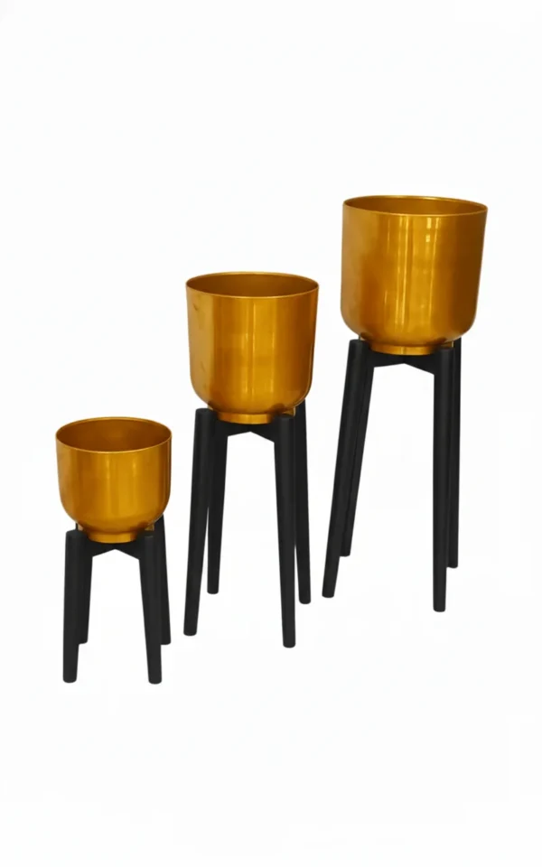 Modern Metal Planter Stand Set