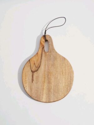 Round Wooden Serving & Cutting Board with Handle