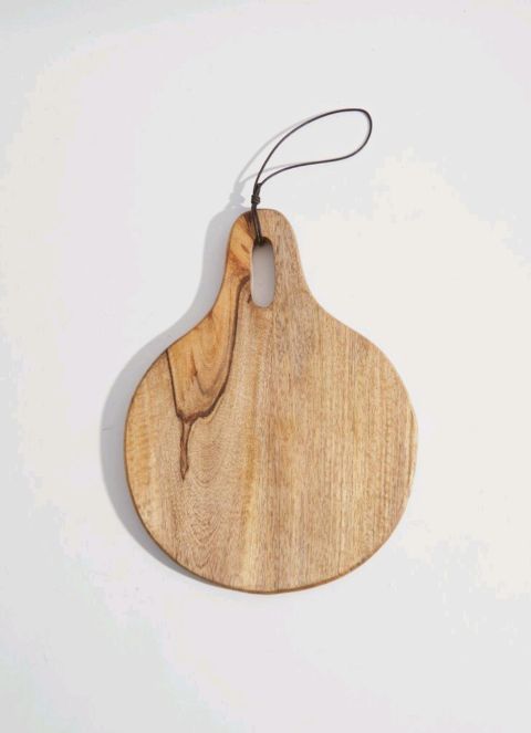 Round Wooden Serving & Cutting Board with Handle