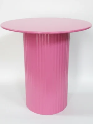 Modern Pink Fluted Pedestal Side Table