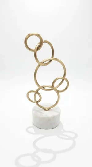 IMG_20260411_000930.jpg Modern Interlinked Rings Metal Sculpture with Marble Base