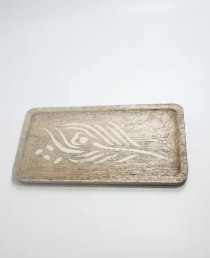 Handcrafted Wooden Serving Tray with Elegant Fish Design
