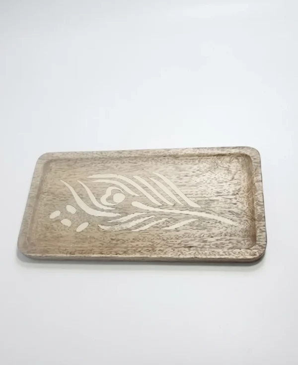 Handcrafted Wooden Serving Tray with Elegant Fish Design