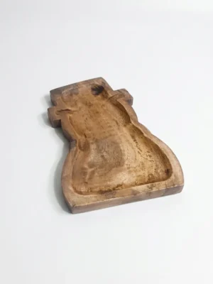 Hand-Carved Wooden Serving Tray in Unique Bottle Shape