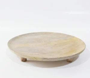 Round Wooden Cake Stand with Raised Base