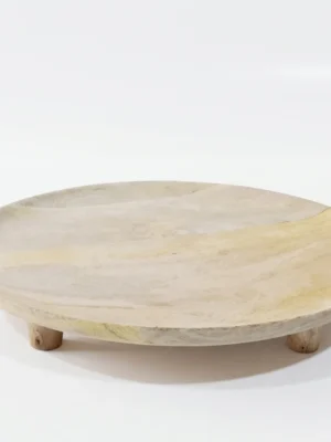 Round Wooden Cake Stand with Raised Base