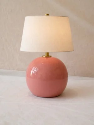 Blush Pink Ceramic Table Lamp with Fabric Shade