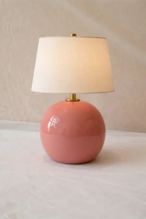 Blush Pink Ceramic Table Lamp with Fabric Shade