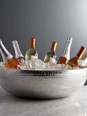 Large Hammered Stainless Steel Beverage Tub