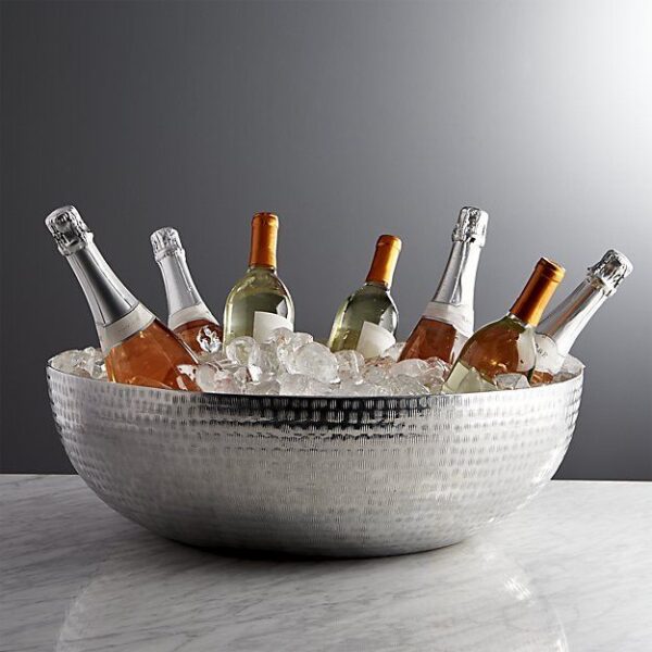 Large Hammered Stainless Steel Beverage Tub