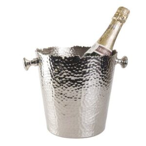 Hammered Stainless Steel Champagne & Wine Ice Bucket with Dual Handles