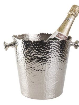 Hammered Stainless Steel Champagne & Wine Ice Bucket with Dual Handles