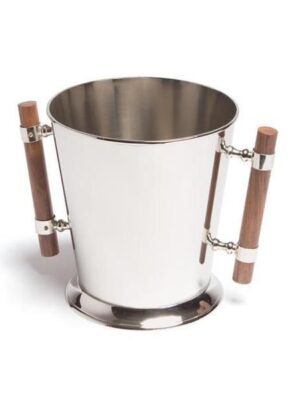 Stainless Steel Ice Bucket with Wooden Grip Handles