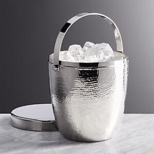 Hammered Stainless Steel Ice Bucket with Handle & Lid